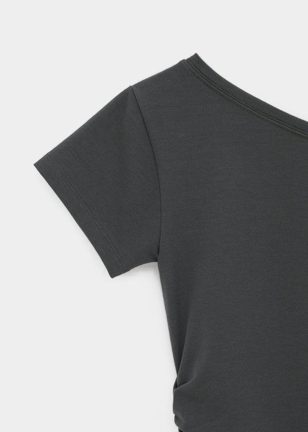 [MADE] Servi Shirred One-Shoulder Short-Sleeve T-Shirt