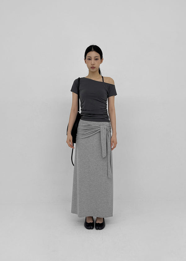 [MADE] Servi Shirred One-Shoulder Short-Sleeve T-Shirt