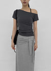 [MADE] Servi Shirred One-Shoulder Short-Sleeve T-Shirt