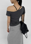 [MADE] Servi Shirred One-Shoulder Short-Sleeve T-Shirt