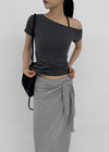[MADE] Servi Shirred One-Shoulder Short-Sleeve T-Shirt