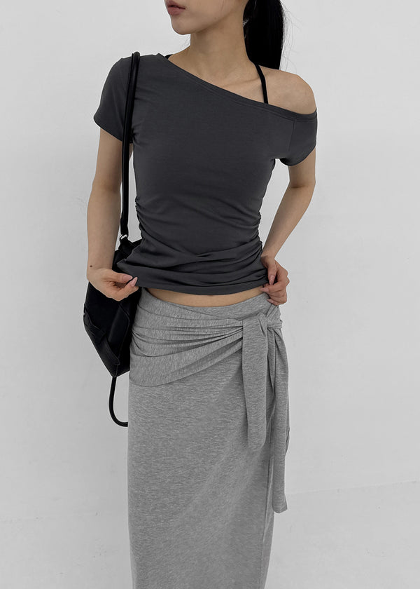 [MADE] Servi Shirred One-Shoulder Short-Sleeve T-Shirt