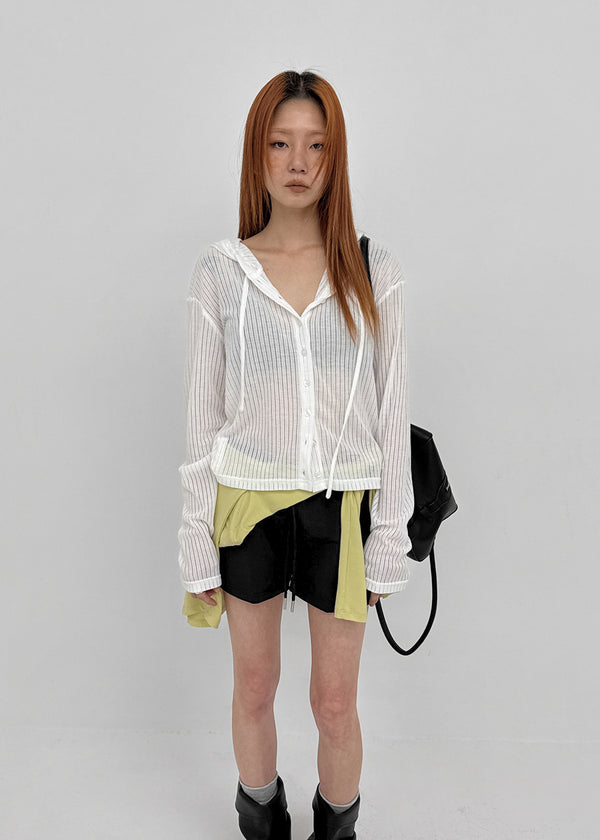 [MADE] Daema Summer Sheer Ribbed Hooded Cardigan