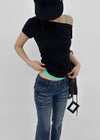 [MADE] Servi Shirred One-Shoulder Short-Sleeve T-Shirt