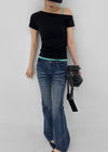 [MADE] Servi Shirred One-Shoulder Short-Sleeve T-Shirt