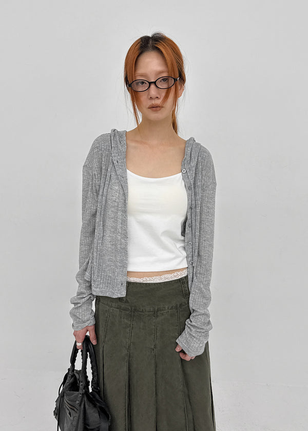 [MADE] Daema Summer Sheer Ribbed Hooded Cardigan