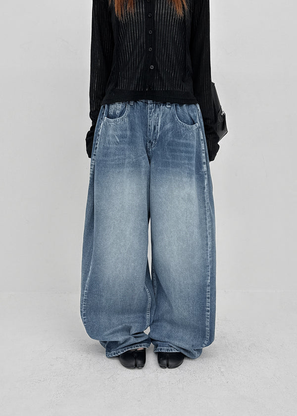 Comting Tab Pintuck Wide Denim Pants