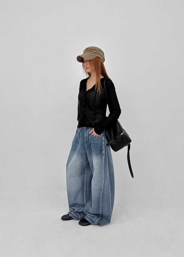 Comting Tab Pintuck Wide Denim Pants