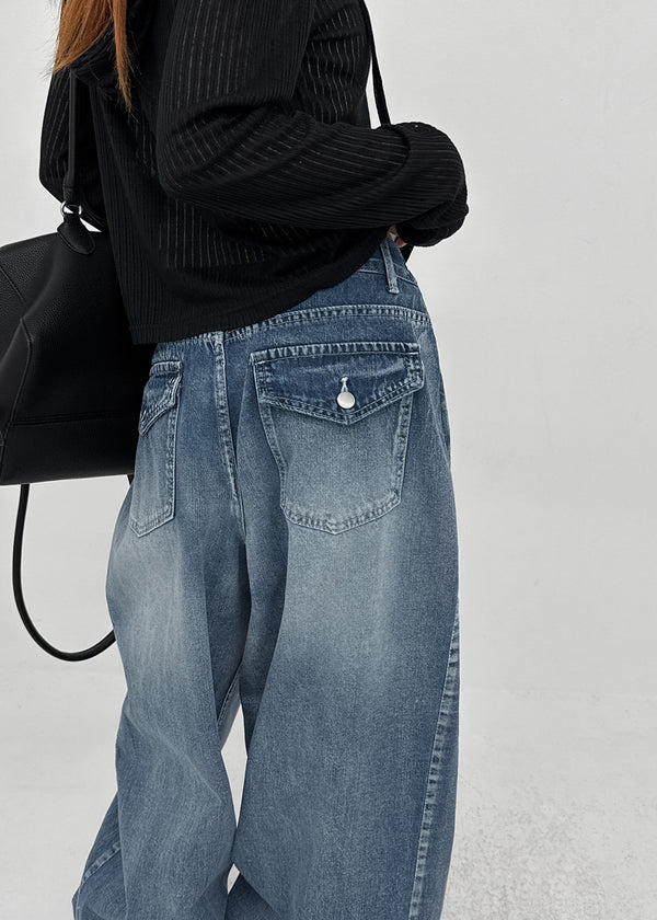 Comting Tab Pintuck Wide Denim Pants