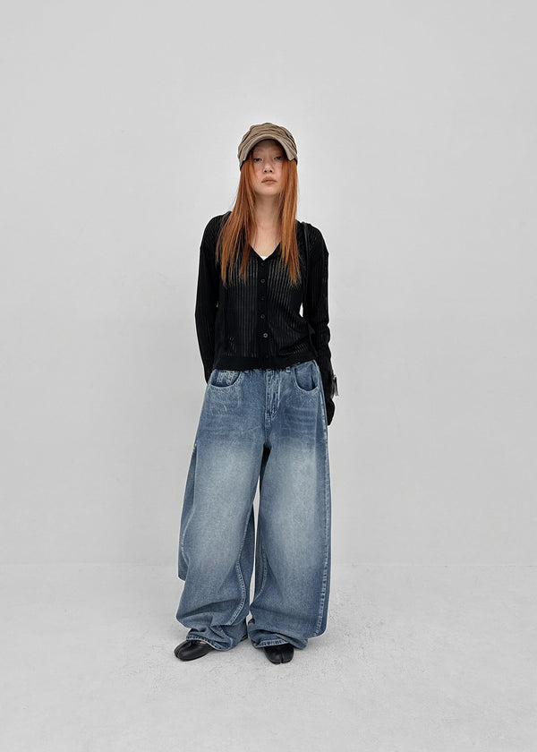 Comting Tab Pintuck Wide Denim Pants