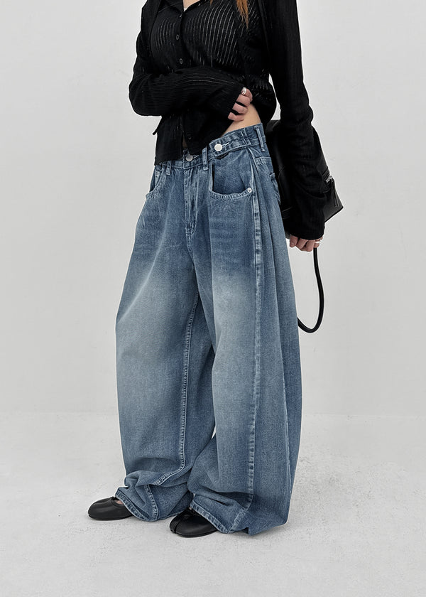 Comting Tab Pintuck Wide Denim Pants
