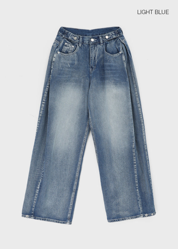 Comting Tab Pintuck Wide Denim Pants