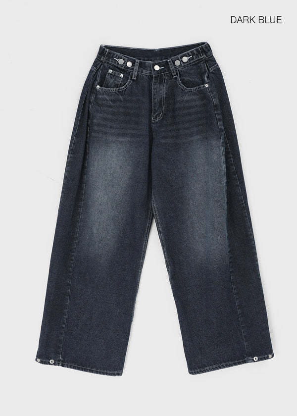 Comting Tab Pintuck Wide Denim Pants