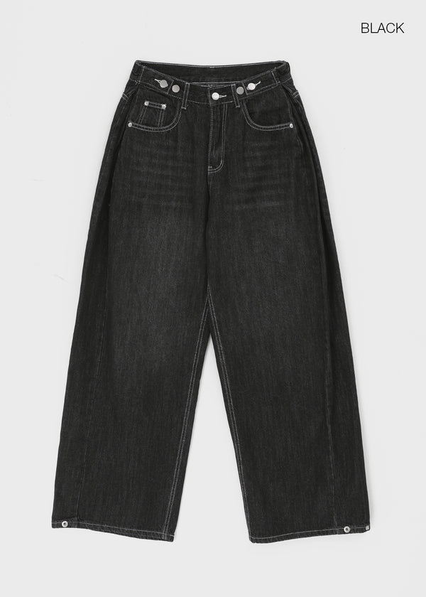 Comting Tab Pintuck Wide Denim Pants