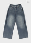 Comting Tab Pintuck Wide Denim Pants
