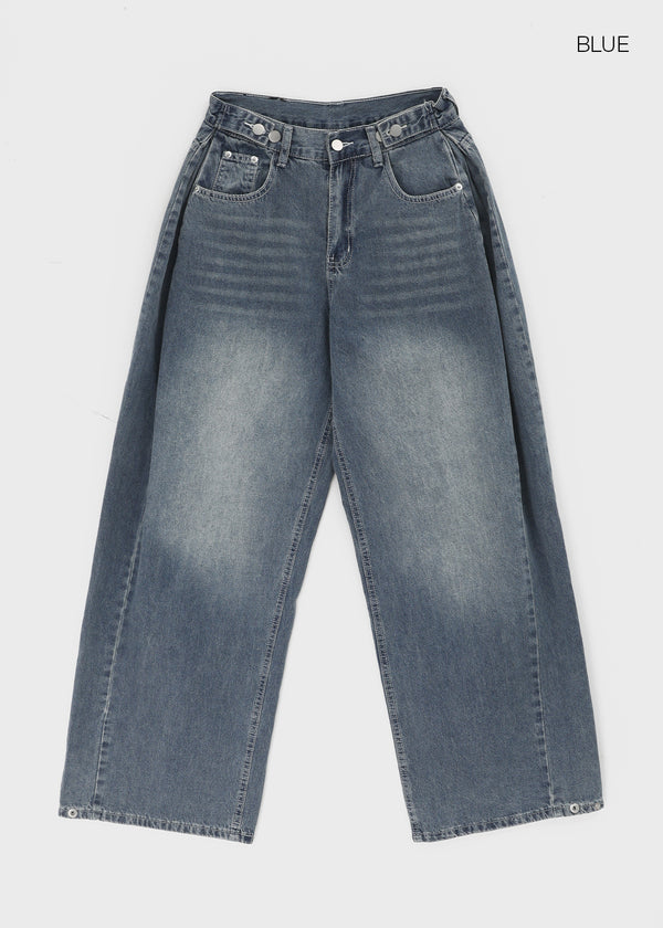 Comting Tab Pintuck Wide Denim Pants