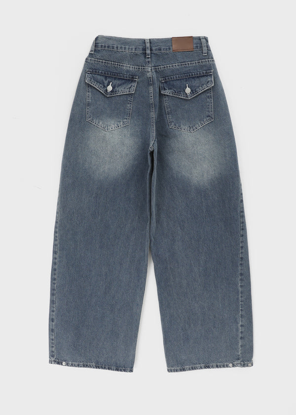 Comting Tab Pintuck Wide Denim Pants