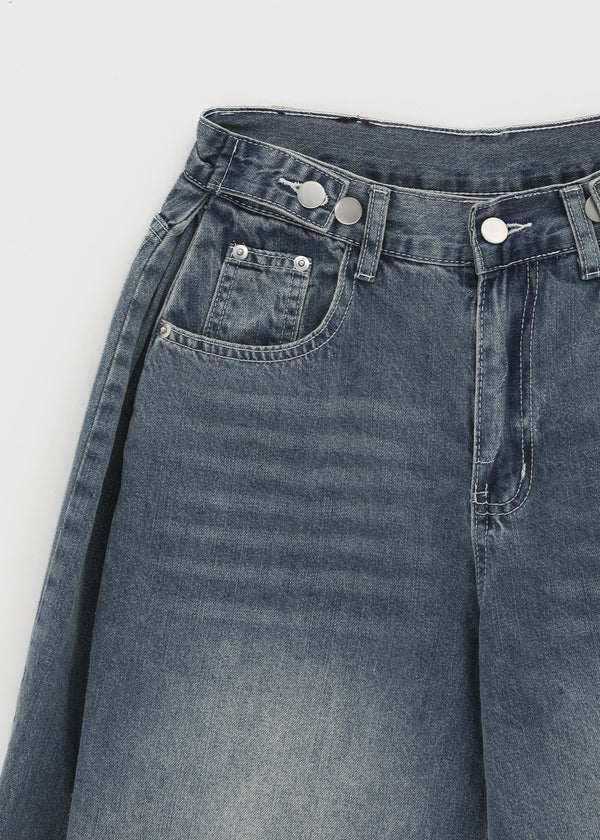Comting Tab Pintuck Wide Denim Pants