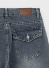 Comting Tab Pintuck Wide Denim Pants