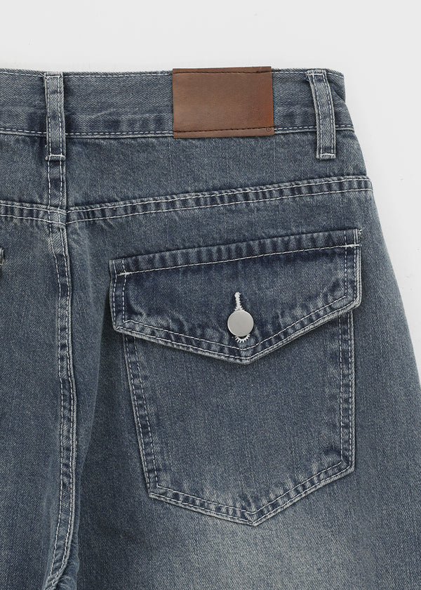 Comting Tab Pintuck Wide Denim Pants
