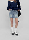 Kb Back Pocket Denim Mini Skirt Pants