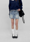 Kb Back Pocket Denim Mini Skirt Pants