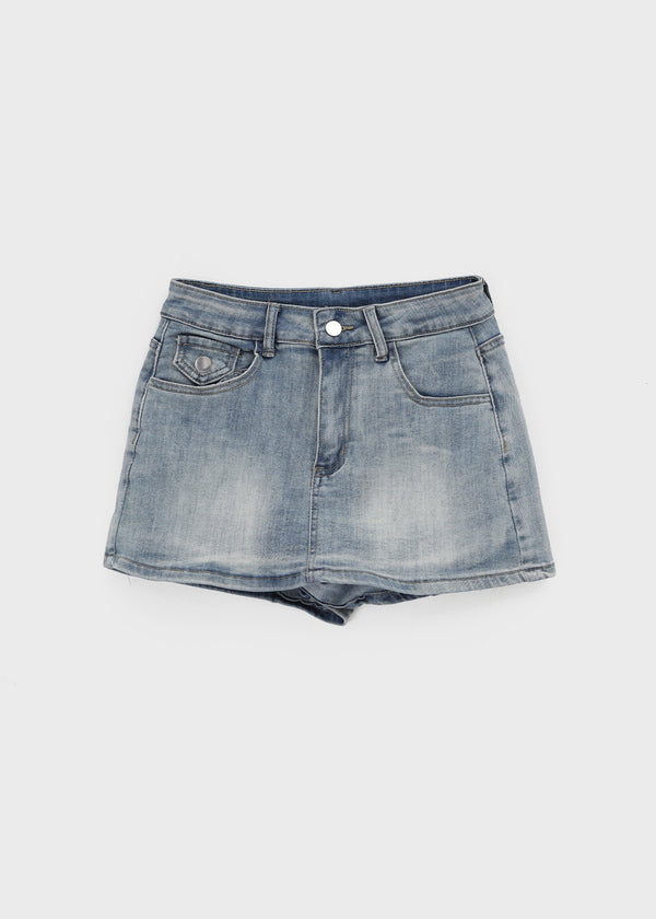 Kb Back Pocket Denim Mini Skirt Pants