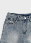 Kb Back Pocket Denim Mini Skirt Pants