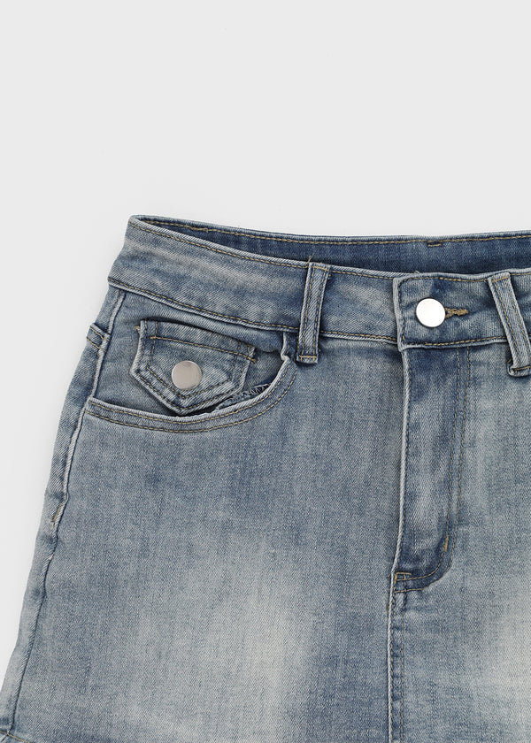 Kb Back Pocket Denim Mini Skirt Pants
