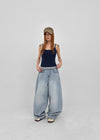 Comtian Back Pocket Washed Wide Denim Pants