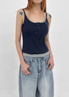Flobin Button Layered Sleeveless (Built-in Cap)