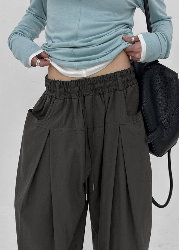 (UNISEX) Eiko Pintuck Wide Elastic Waist Pants