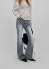 Loctong Hip-dip Washed Bootcut Denim Pants