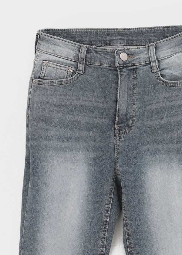 Loctong Hip-dip Washed Bootcut Denim Pants