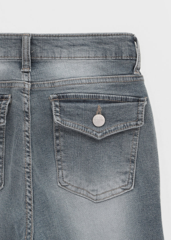 Loctong Hip-dip Washed Bootcut Denim Pants