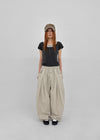 (UNISEX) Eiko Pintuck Wide Elastic Waist Pants