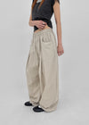 (UNISEX) Eiko Pintuck Wide Elastic Waist Pants