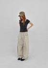 (UNISEX) Eiko Pintuck Wide Elastic Waist Pants