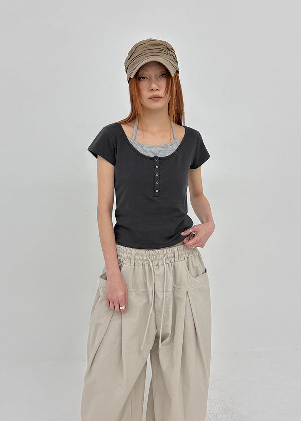 [MADE] Pieta Halter Layered Short-Sleeve Tee (Modal 38%)
