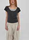 [MADE] Pieta Halter Layered Short-Sleeve Tee (Modal 38%)
