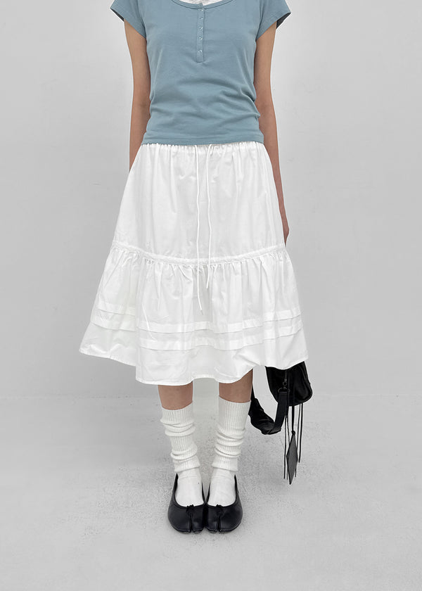 Concoa Banding Flare Midi Skirt
