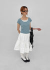 Concoa Banding Flare Midi Skirt