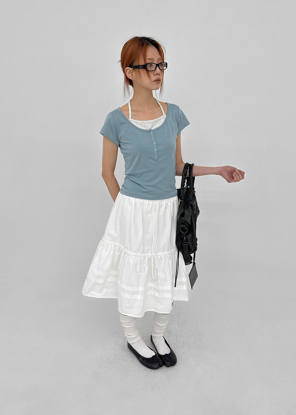 Concoa Banding Flare Midi Skirt