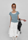 Concoa Banding Flare Midi Skirt