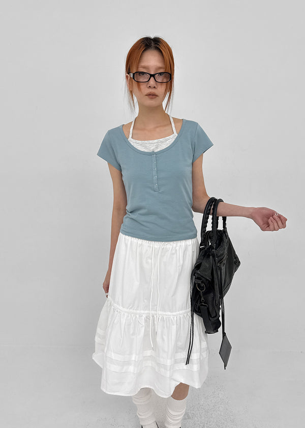 Concoa Banding Flare Midi Skirt
