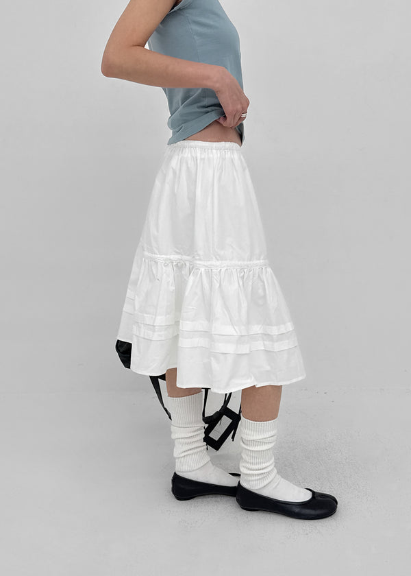 Concoa Banding Flare Midi Skirt