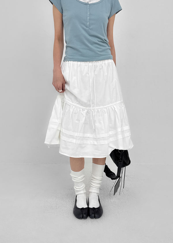 Concoa Banding Flare Midi Skirt