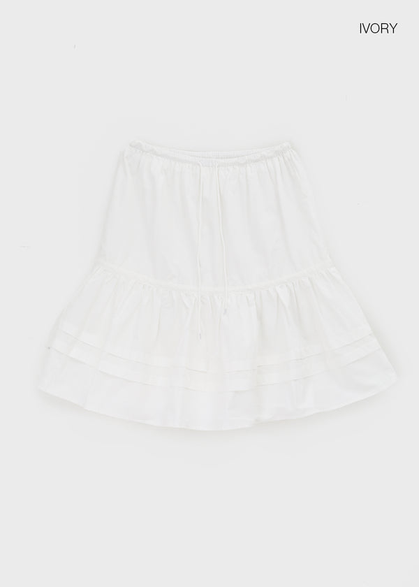 Concoa Banding Flare Midi Skirt