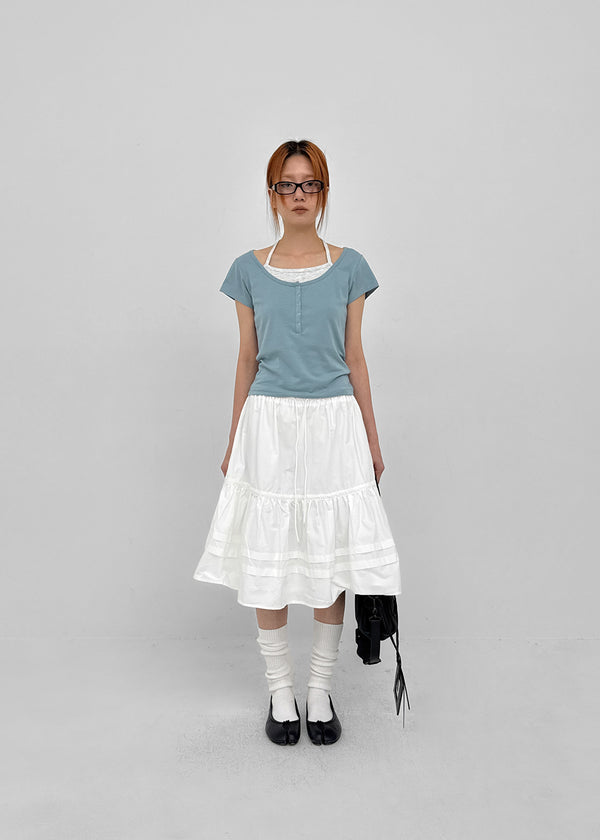 [MADE] Pieta Halter Layered Short-Sleeve Tee (Modal 38%)