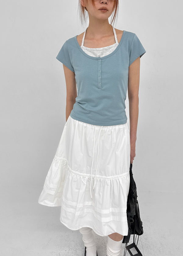 [MADE] Pieta Halter Layered Short-Sleeve Tee (Modal 38%)